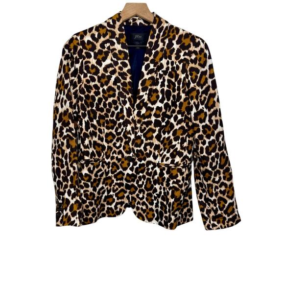 J. CREW Linen Parke Blazer Animal Print Cheetah Leopard Size 8 - Picture 2 of 16